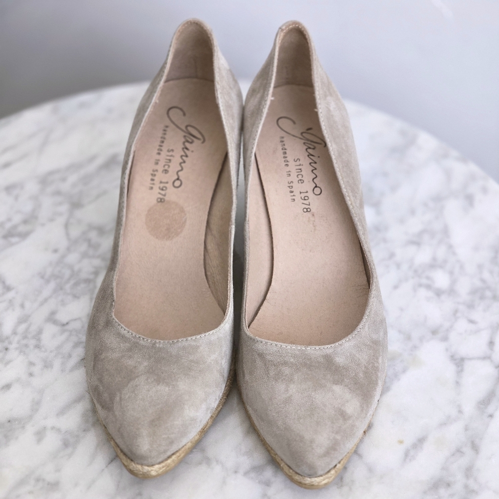 GAIMO Tan Suede Espadrille 3 Inch Pumps EU 41